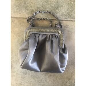 VTG Evening Satin Clutch Purse Bag with Magnetic Closure and Beaded Gray